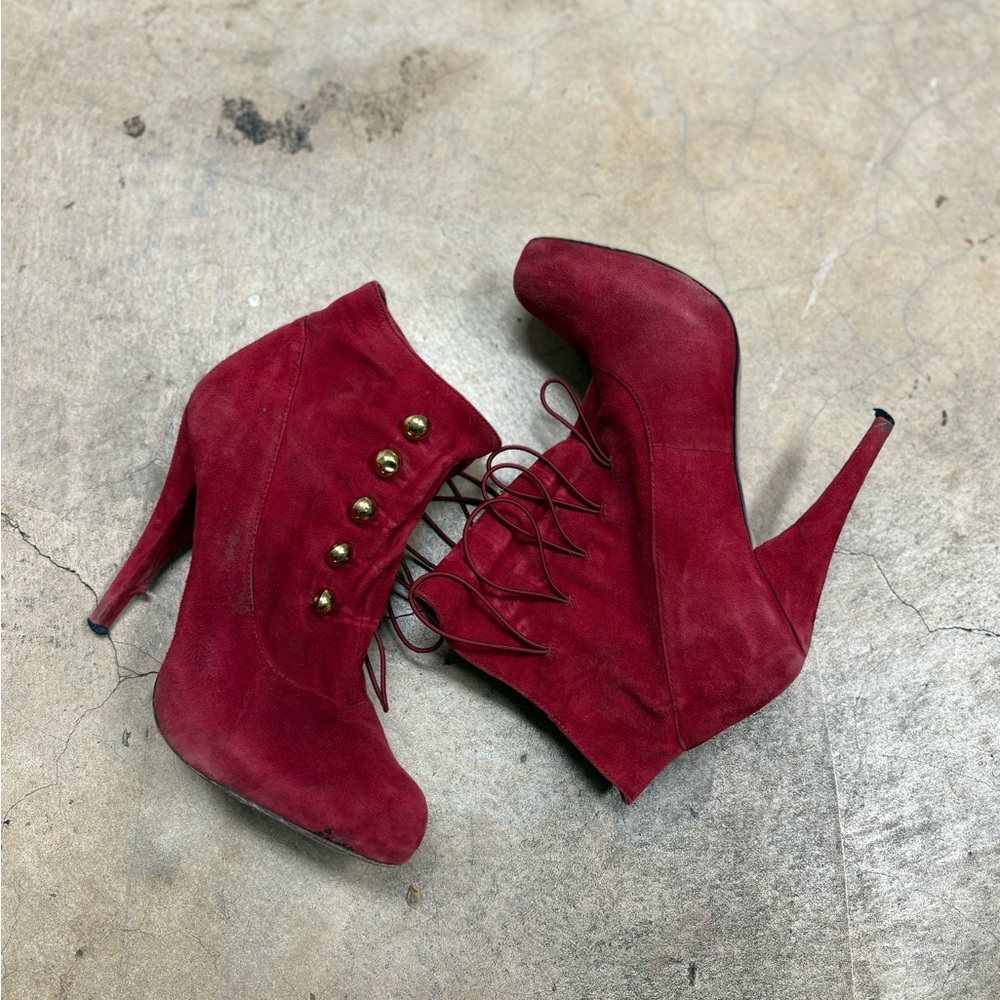 Vintage Y2K Steve Madden Red High Heel Booties US 6
